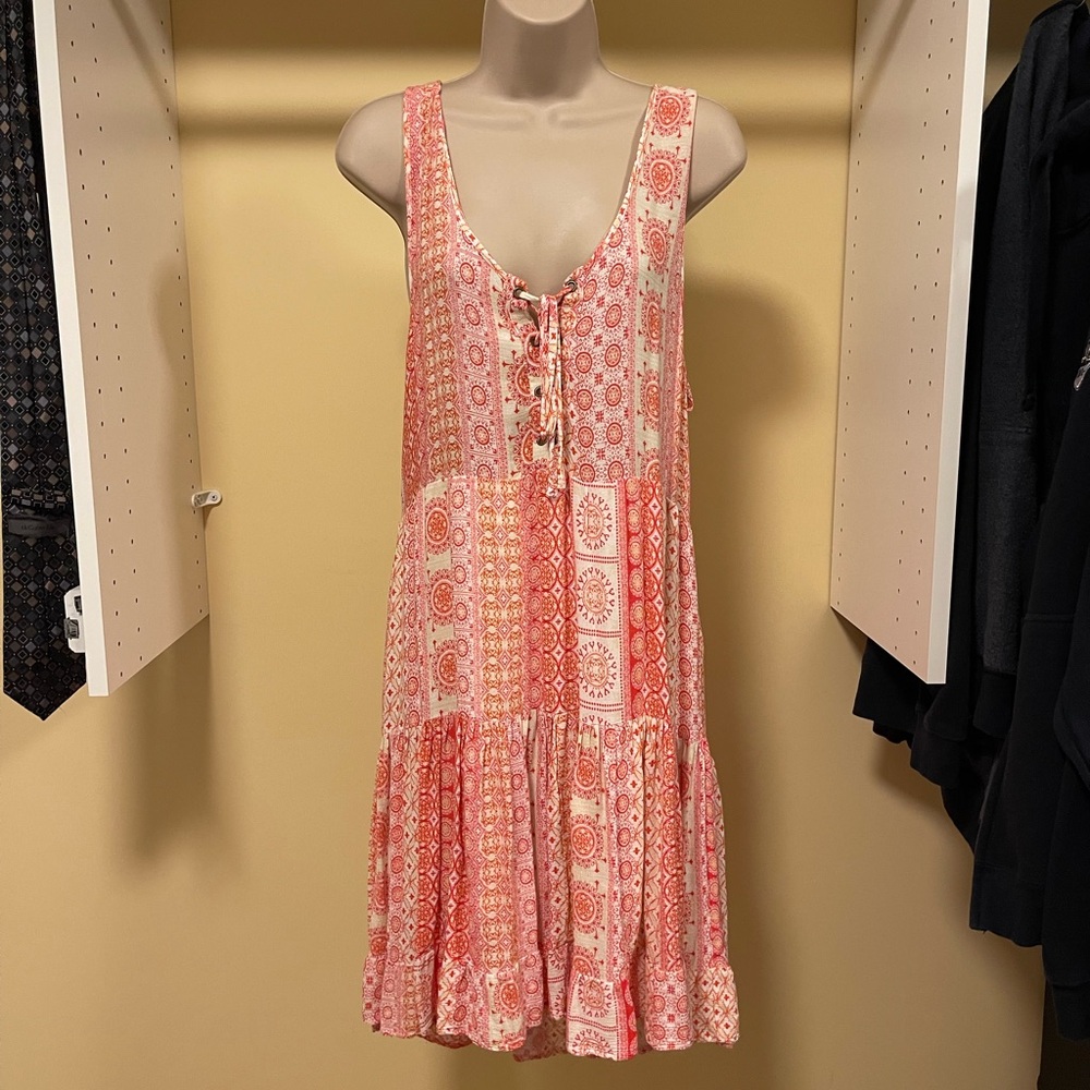 Lulu's Pink and Orange Patterned Mini Dress